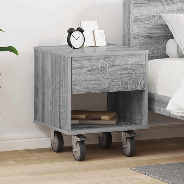 Maison Exclusive - Comodino Sonoma Grigio 40,5 X 40 X 48 Cm Materiale Ligneo-image
