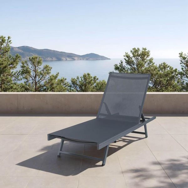 Lettino Prendisole 'Baragiano' Max. 150 Kg Struttura In Alluminio 197 X 64 X 30 Cm Grigio Scuro-image
