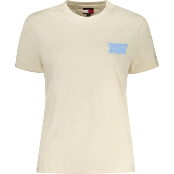 T-Shirt Elegante Da Donna Beige - Manica Corta, Collo Rotondo, Cotone Sostenibile, Taglia: S Colore: Beige-image