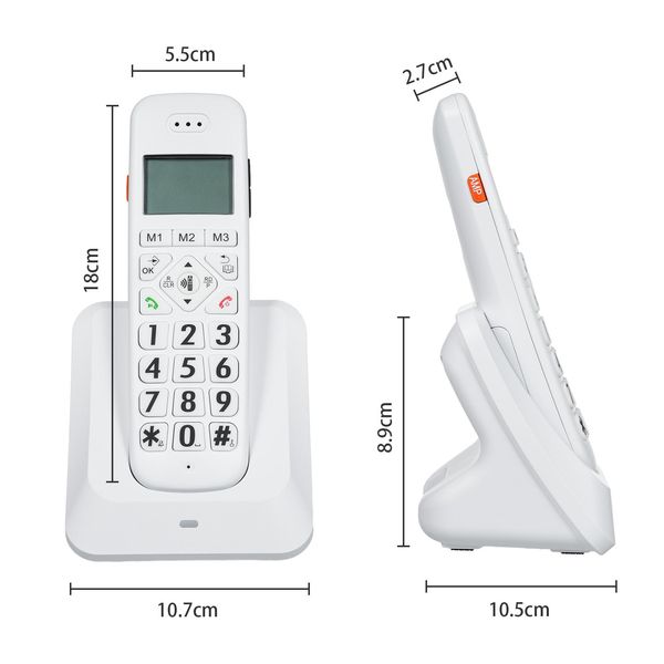 Bisofice Telefono Cordless Espandibile Con Display Lcd Da 1,8 Pollici A 3 Linee Supporto 5 Portatili Connessione 13 Tasti Di Scelta Rapida Blocco Delle Chiamate Chiamate In Vivavoce Conferenza Intercomunicante Funzione Mute 16 Lingue Con Pulsanti Grandi Per L'ufficio Affari Casa Famiglia-image