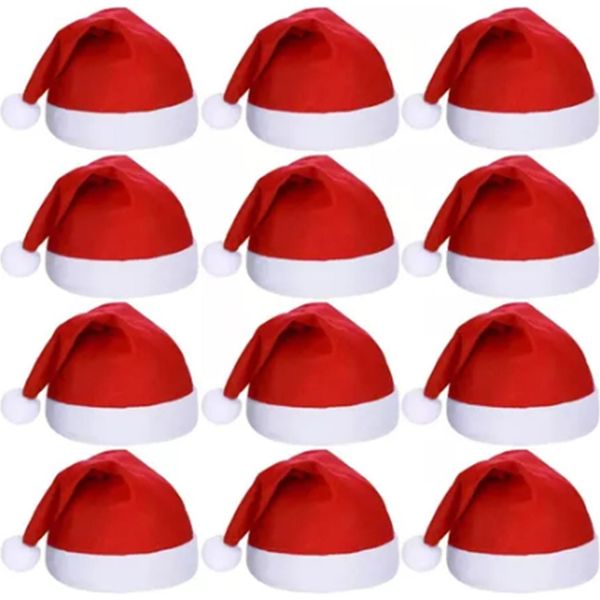12Pcs Cappello Di Babbo Natale Vacanze Per Adulti Unisex Comfort Cappelli Di Natale Capodanno Festa Accessori Rosso-image