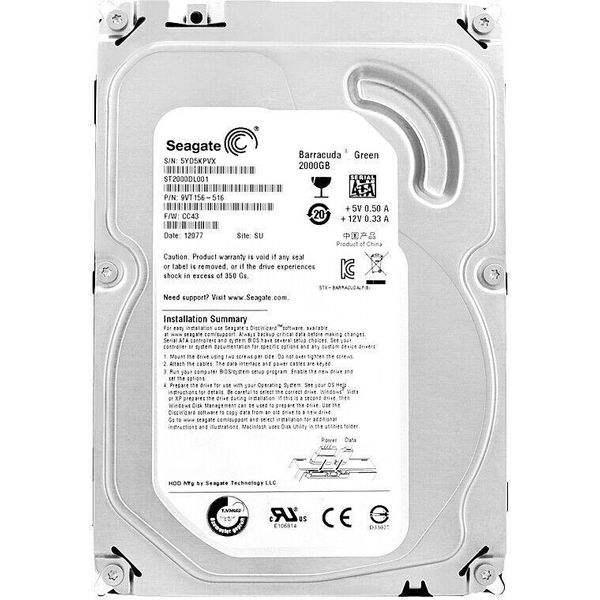 Disco Rigido Seagate 2Tb ST2000DL001 32Mb Cache 5900Rpm Sata Ii 3,5" Pollici"-image