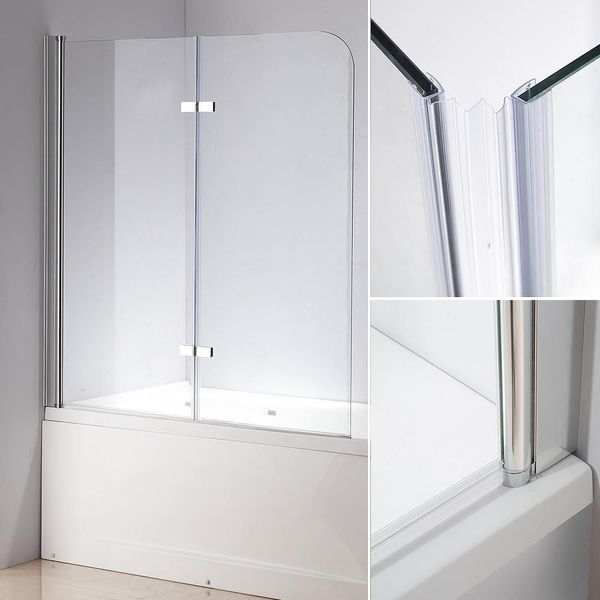 139X119 Cm Vetro Vasca Da Bagno Doccia Schermo Doccia Vasca Da Bagno Pieghevole Chiaro-image