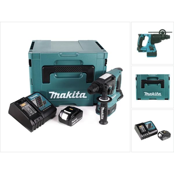 Trapano A Percussione A Batteria Makita Dhr 242 RG1J 18V 2.0J Sds-Plus Brushless + 1X Batteria Ricaricabile 6.0Ah + Caricabatterie + Makpac-image