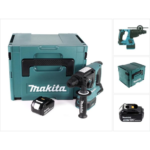 Trapano A Percussione A Batteria Makita Dhr 242 T1J 18V 2.0J Sds-Plus Brushless + 1X Batteria Ricaricabile 5.0Ah + Makpac - Senza Caricabatterie-image