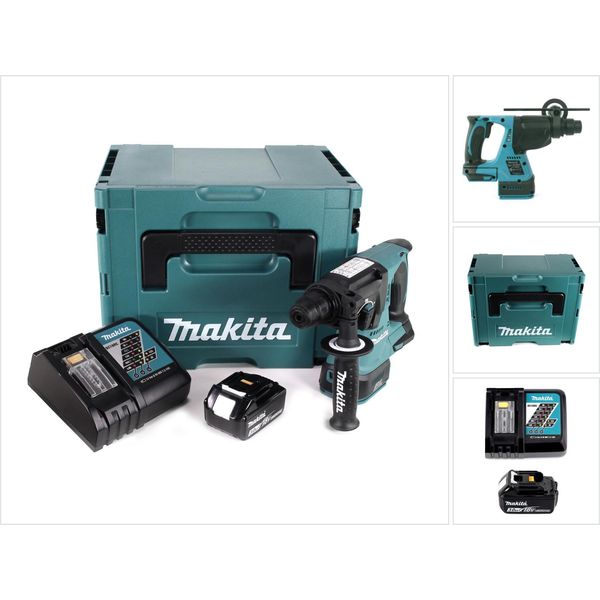 Trapano A Percussione A Batteria Makita Dhr 242 RF1J 18V 2,4J Sds-Plus Brushless + 1X Batteria Ricaricabile 3,0Ah + Caricabatterie + Makpac-image