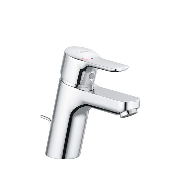 Kludi Pure&Easy Mitigeur Monocommandé Pour Lavabo, Hauteur De Bec 70Mm, Garniture D'éCoulement En MéTal, Ecoplus, Chrome, 372890565, 372890565-image