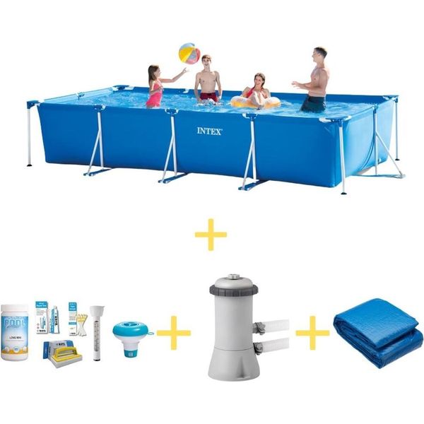 Piscina Intex Frame - 450 X 220 X 84 Cm - Include Pacchetto Di Manutenzione Ways, Pompa Filtro E Telo Di Fondo-image