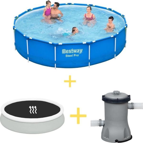 Piscina Bestway - Steel Pro - 396 X 84 Cm - Inclusa Vela Solare E Pompa Filtro-image