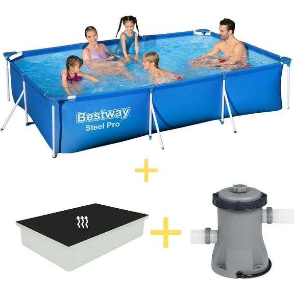 Piscina Bestway - Steel Pro - 300 X 201 X 66 Cm - Inclusa Vela Solare E Pompa Filtro-image