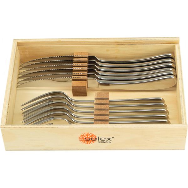 Set Di Posate Da Bistecca Solex Julia 12 Pezzi Per 6 Persone In Scatola Di Legno-image