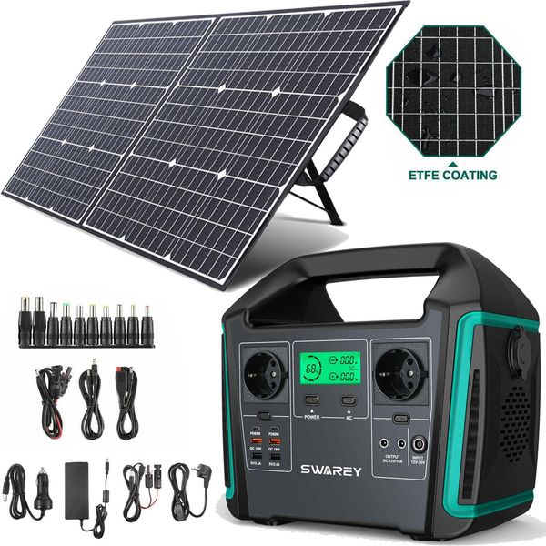 Swarey S1000 Stazione Di Accumulo Solare Portatile Powerstation 725.76Wh/201600Mah Generatore Solare Caricabatterie Generatore Di Energia Con Pannelli Solari Da 100W Sistemi Solari Caricabatterie Solare Solar Cell Powerbank-image