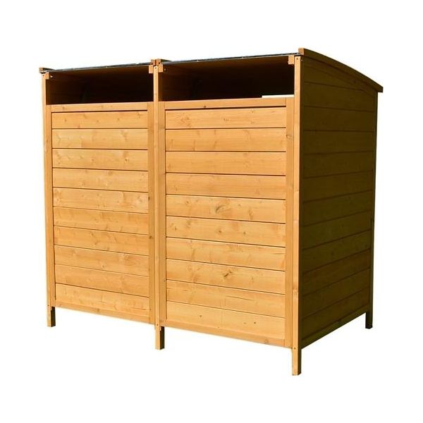 Box Per Bidoni Della Spazzatura Doppio 140X85X127 Cm Legno/Zinco, 2×120 L Bidoni, Coperchio Ribaltabile-image