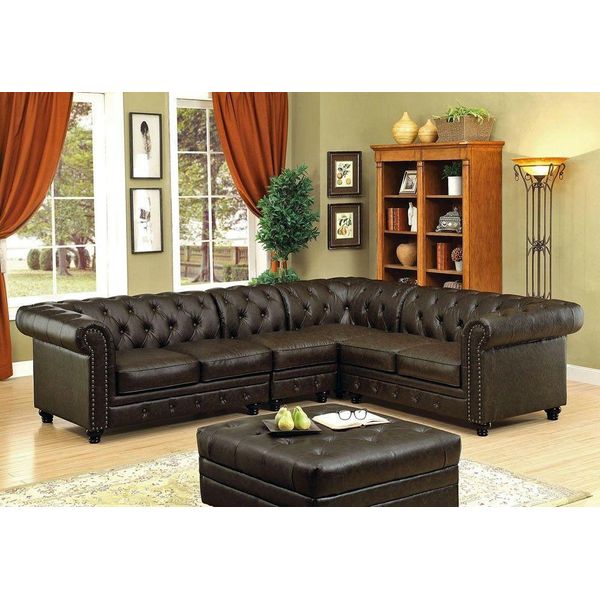 Chesterfield Divano Angolare Divano In Pelle Divano Imbottito Divano Angolare Design #336-image