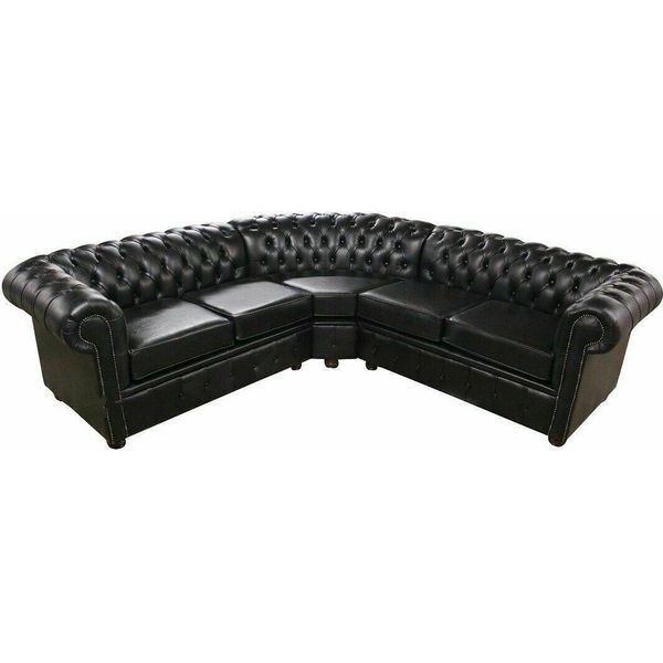 Divano In Pelle Di Alta Qualità Chesterfield Divano Imbottito Angolo Set Tessuto Sedile Angolo-image