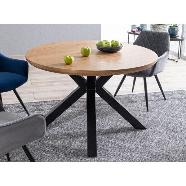 Tavolo Da Pranzo Rotondo Tavolo Da Cucina Ritmo 120X120X75Cm Rovere Nero-image