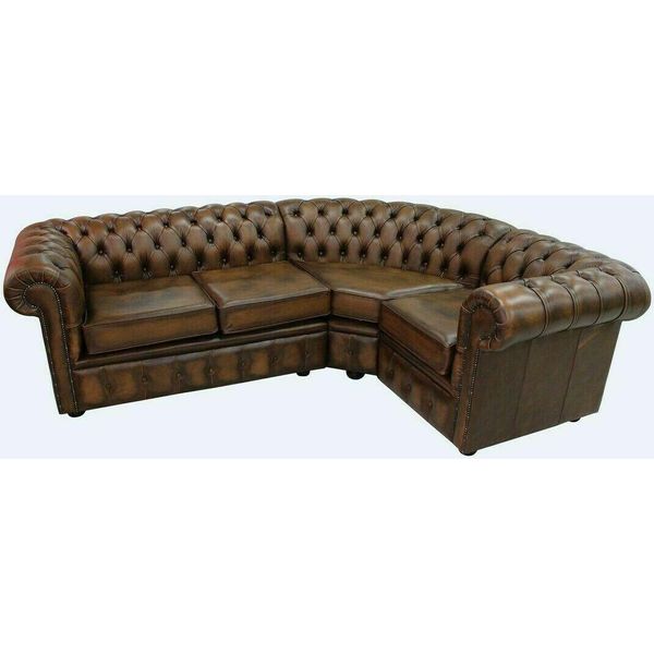 Divano Angolare In Pelle Divano Marrone Imbottito Divano Angolare Suite Seduta Design Chesterfield-image