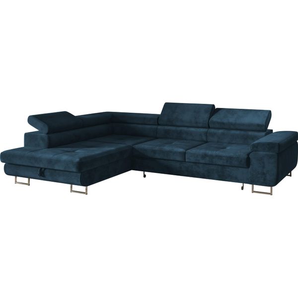 Divano Angolare A L, Con Funzione Letto, Con Rete, Divano Letto Estraibile, Divano Letto, Divano Angolare, Autoportante, Letto Per Ospiti, Mobili Per Il Soggiorno, A Sinistra, 275X202 Cm, Blu Scuro-image