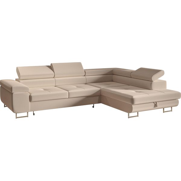 Divano Angolare A L, Con Funzione Letto, Con Rete, Divano Letto Estraibile, Divano Letto, Divano Angolare, Autoportante, Letto Per Ospiti, Mobili Per Soggiorno, Destra, 275X202 Cm, Beige-image