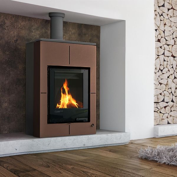 Termocamino Hs Flamingo Aquaflam Vario Saporo 11/5 Kw - Marrone - Controllo Elettronico-image