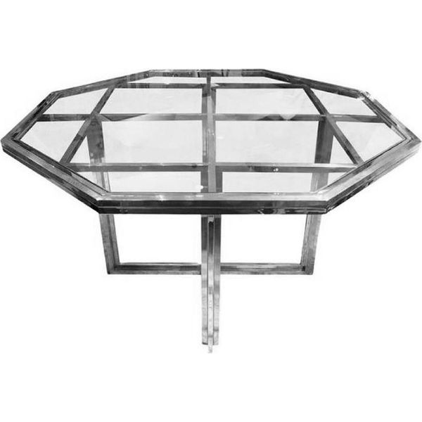 Casa Padrino Tavolo Da Pranzo Di Design Argento 100 X 100 X H. 78 Cm - Tavolo Da Pranzo In Metallo Con Piano In Vetro - Mobili Per La Sala Da Pranzo - Mobili-image