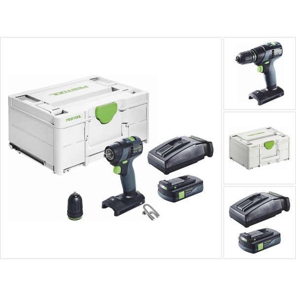 Trapano Avvitatore A Batteria Festool Txs 18-Basic 18 V 40 Nm Brushless + 1X Batteria Ricaricabile 3,0 Ah + Caricabatterie + Systainer-image