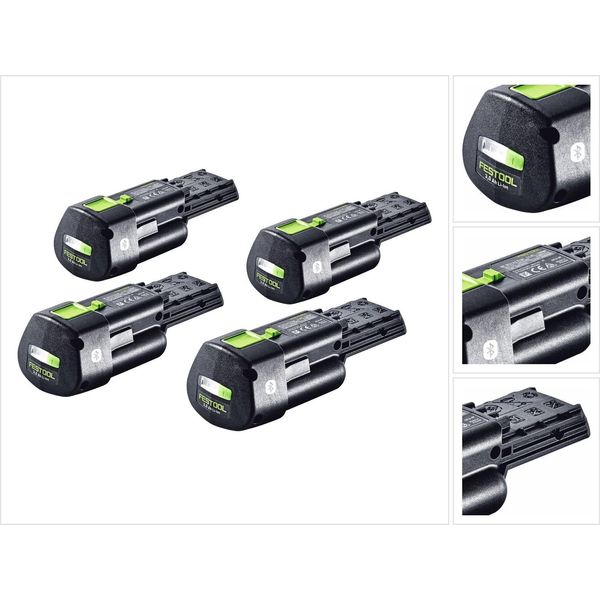 Kit Batteria Festool 4X Bp 18 Li 3,0 Ergo I Batteria 18 V 3,0 Ah / 3000 Mah Li-Ion ( 4X 577704 ) Con Indicatore Di Carica-image