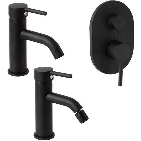 Rubinetteria Nera Da Bagno Lavabo Bidet Doccia Con Deviatore | Fassa-image