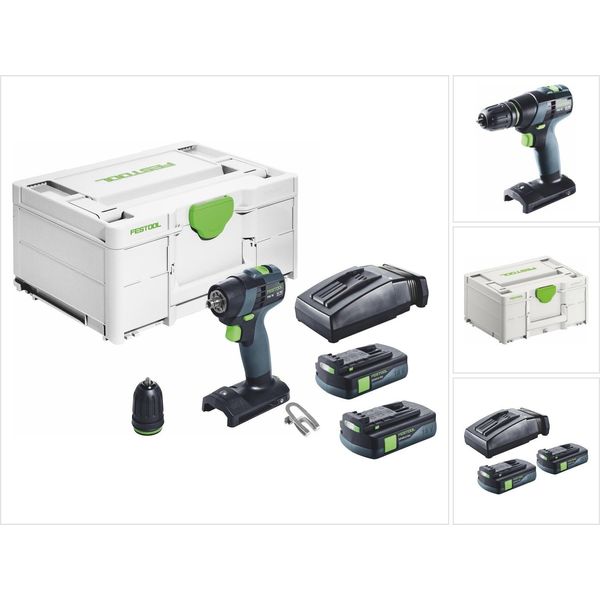 Trapano Avvitatore A Batteria Festool Txs 18-Basic 18 V 40 Nm Brushless + 2X Batteria Ricaricabile 3,0 Ah + Caricabatterie + Systainer-image