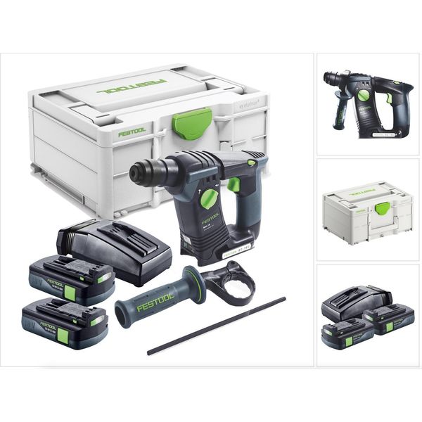 Festool Bhc 18-Basic 18 V 1,8 J Sds Plus Brushless Trapano A Percussione A Batteria + 2X 3,0 Ah Batteria + Caricabatterie + Systainer-image