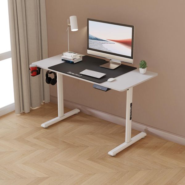 Tavolo Regolabile In Altezza 'Pomona' Struttura Elettrica In Acciaio 110 X 60 Cm Bianco-image