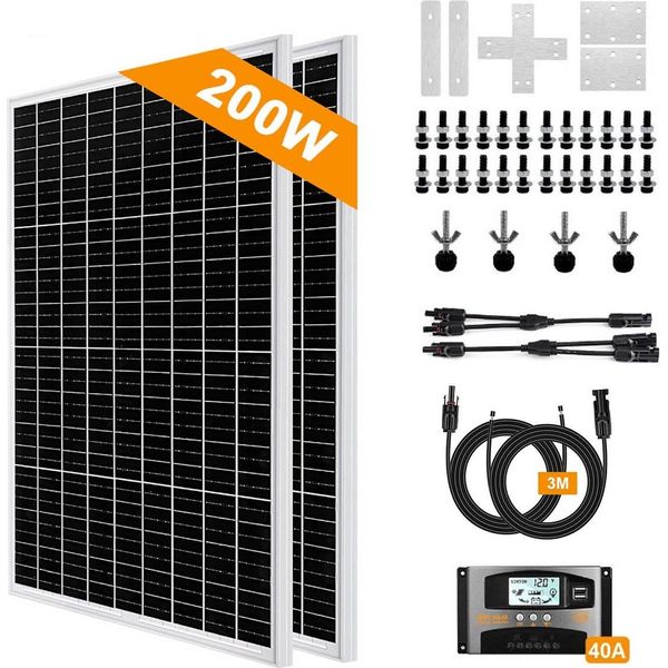 200W Pannello Solare Monocristallino Modulo Solare Set Solare Per Caravan Campeggio Balcone-image
