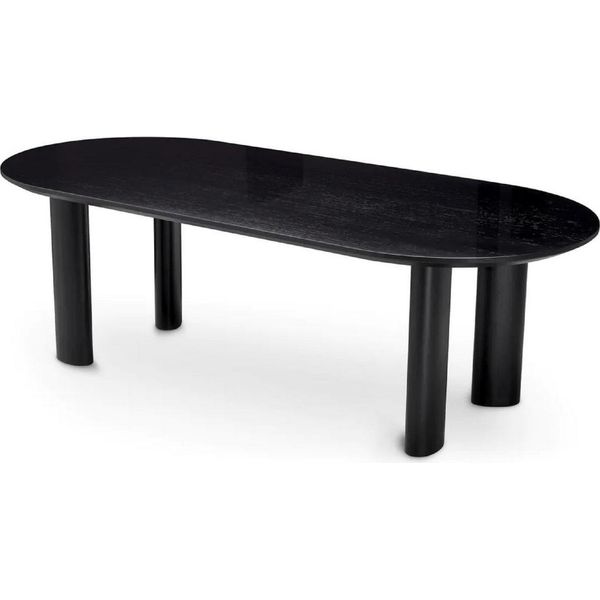 Tavolo Da Pranzo Casa Padrino Nero 244 X 109,5 X H. 77 Cm - Tavolo Da Cucina Ovale In Legno Massiccio - Mobili Per Sala Da Pranzo - Mobili Per Cucina - Mobili - Arredi-image