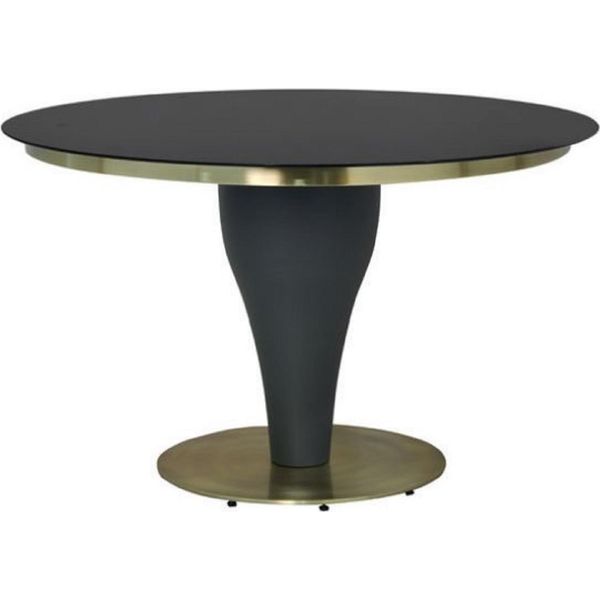 Casa Padrino Tavolo Da Pranzo Nero/Oro Ø 110 X H. 75 Cm - Tavolo Da Cucina Rotondo Con Piano In Vetro - Mobili Da Sala Da Pranzo - Mobili Da Cucina - Mobili - Arredi-image