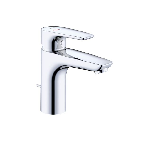 Kludi Pure&Solid Mitigeur Monocommandé Pour Lavabo, Hauteur De Bec 100Mm,Avec Garniture D'éCoulement, Ecoplus, Chrome, 342930575WR4, 342930575WR4-image