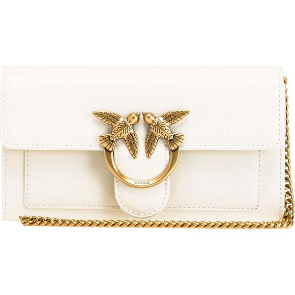Pinko Borsa A Tracolla Pochette Love One Wallet C White - Antique Gold Avorio-image