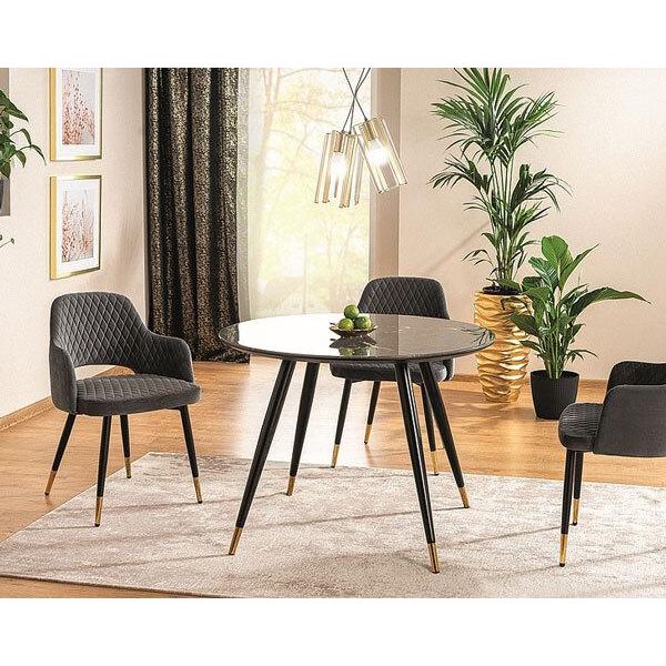 Tavolo Da Pranzo Tavolo Da Cucina Cyryl Ii 100X100Cm Effetto Pietra Nero Oro-image
