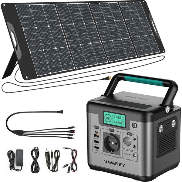 Stazione Di Alimentazione Portatile Da 500W (Valore Di Picco 1000W) Stazione Di Alimentazione 518Wh/144000Mah Generatore Solare Generatore Di Energia Accumulatore Solare Con Pannelli Solari Da 200W Sistemi Solari Caricabatterie Cella Solare Scatola Solare Caricabatterie Powerbank Type-C/Usb Per Alimentazione D'emergenza/Campeggio/Emergenza/Viaggio/Cpap/ Camper/Casa-image