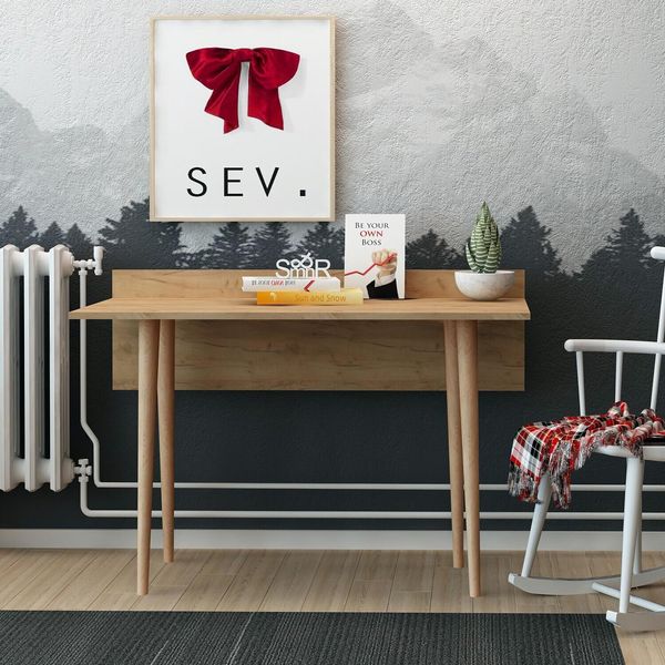 Skye Decor, Imma, Scrivania, Legno Di Quercia, 100 % Melamine Coated Slipboard, 120 X 61,8 X 74 Cm-image