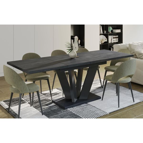 Endo-MöBel Tavolo Da Pranzo Allungabile Alex 130Cm - 210Cm Robusto Tavolo A Colonna Set Tavolo (Cemento Scuro)-image