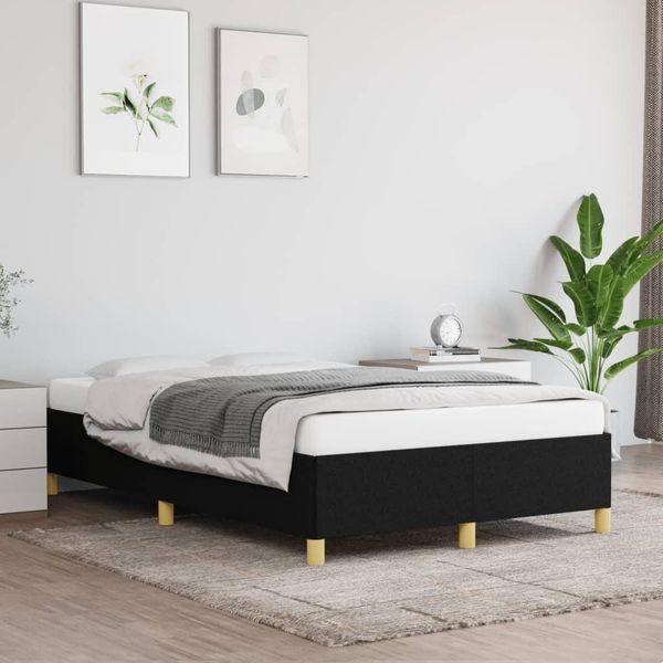 The Living Store Struttura Letto Nera 120X200 Cm In Tessuto-image