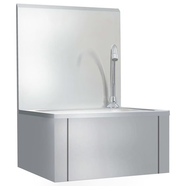 The Living Store Lavamano Con Rubinetto In Acciaio Inox E Dispenser Di Sapone-image