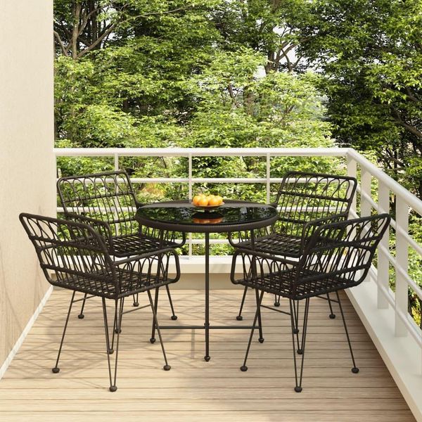 Set Di Mobili Da Giardino In Stile Elegante Set Di Mobili Da Balcone Set Da Pranzo Da Giardino 5 Pezzi Nero Poly Rattan - Set Di Mobili Da Giardino Hommie8798875 3Parcel-image