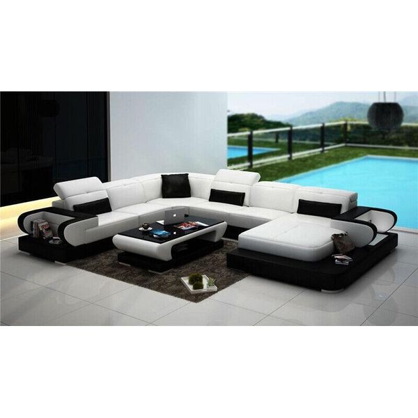 Divano Angolare Bianco A Forma Di U 325 X 396 X 195 Cm-image