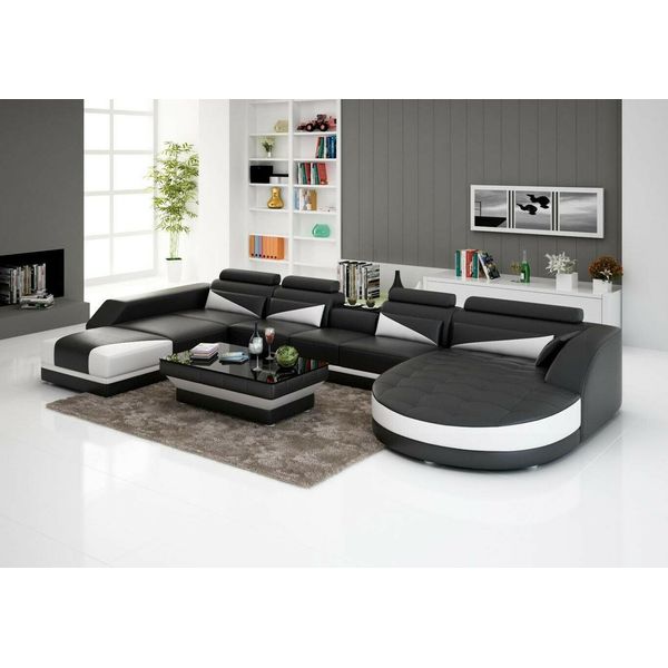 Divano Angolare Nero A Forma Di U 215 X 362 X 207 Cm-image