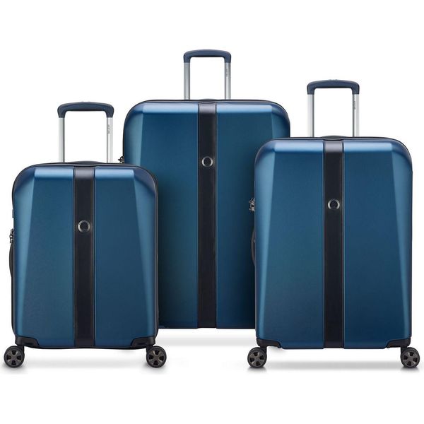 Delsey Paris Carrello Promenade Hard 2.0 Expandable 4 Double Rolls Trolley L / M / S L Blue Blu Scuro-image