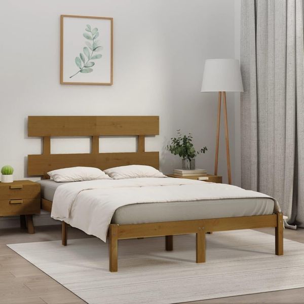 The Living Store Letto In Legno Massiccio Marrone Miele 200X200 Cm-image
