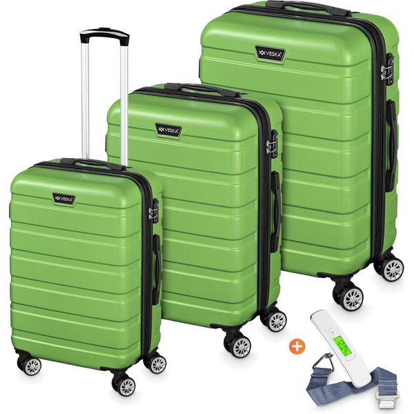 Set Di Valigie Rigide 3 Pezzi Con Serratura A Combinazione Tsa 4 Ruote Abs A Guscio Duro, Valigia Da Viaggio Trolley Trolley - Verde Oliva-image