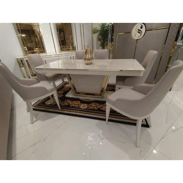 Tavolo Da Pranzo Moderno Di Lusso Bianco 196 X 96 X 78 Cm Jvmoebel-image