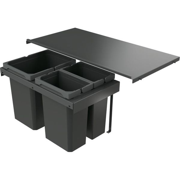 Naber 8013421 Cestino Per Rifiuti Cox Stand-Up® 350 K/800-3, Antracite, 30,5 (2X7,5/1X15,5) Litri / Larghezza Mobile 80 Cm-image
